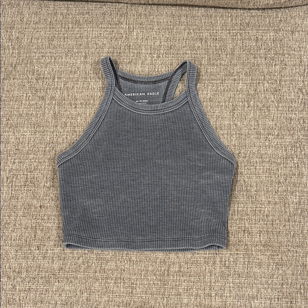 American Eagle Outfitters Charcoal Ribbed Crop Top Girls XS
